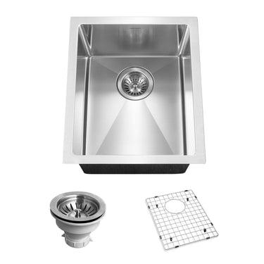 Houzer Savoir Stainless Steel Undermount Bowl Bar/Prep Kitchen Sink with Strainer & Grid